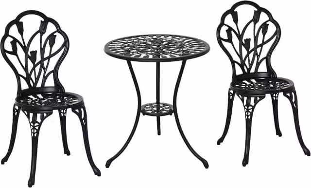 Set Tavolo da Pranzo con 2 Sedie ¨C Xylo ¨C Alluminio Nero per Balcone