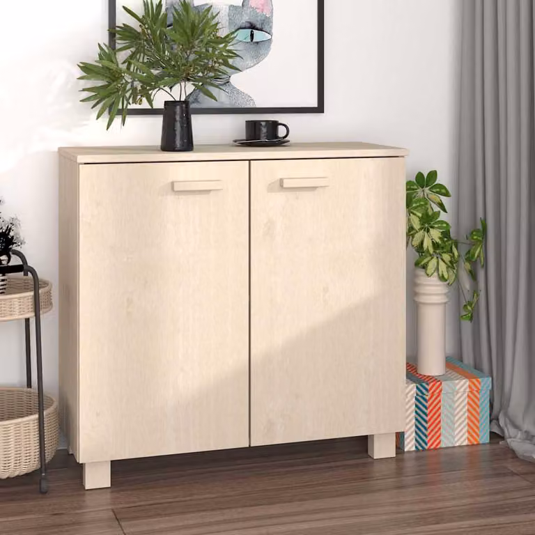Credenza HAMAR vidaXL in legno massello di pino, colore ambra, L 85 cm x P 35 cm x H 80 cm
