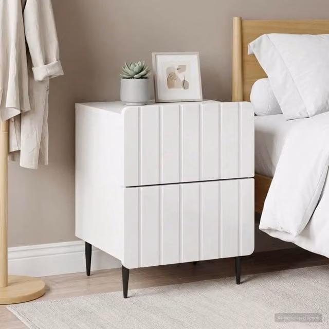 Set di 2 Armadi da Notte vidaXL Bianco Lucido L: 43 cm, P: 34,5 cm, H: 49,5 cm