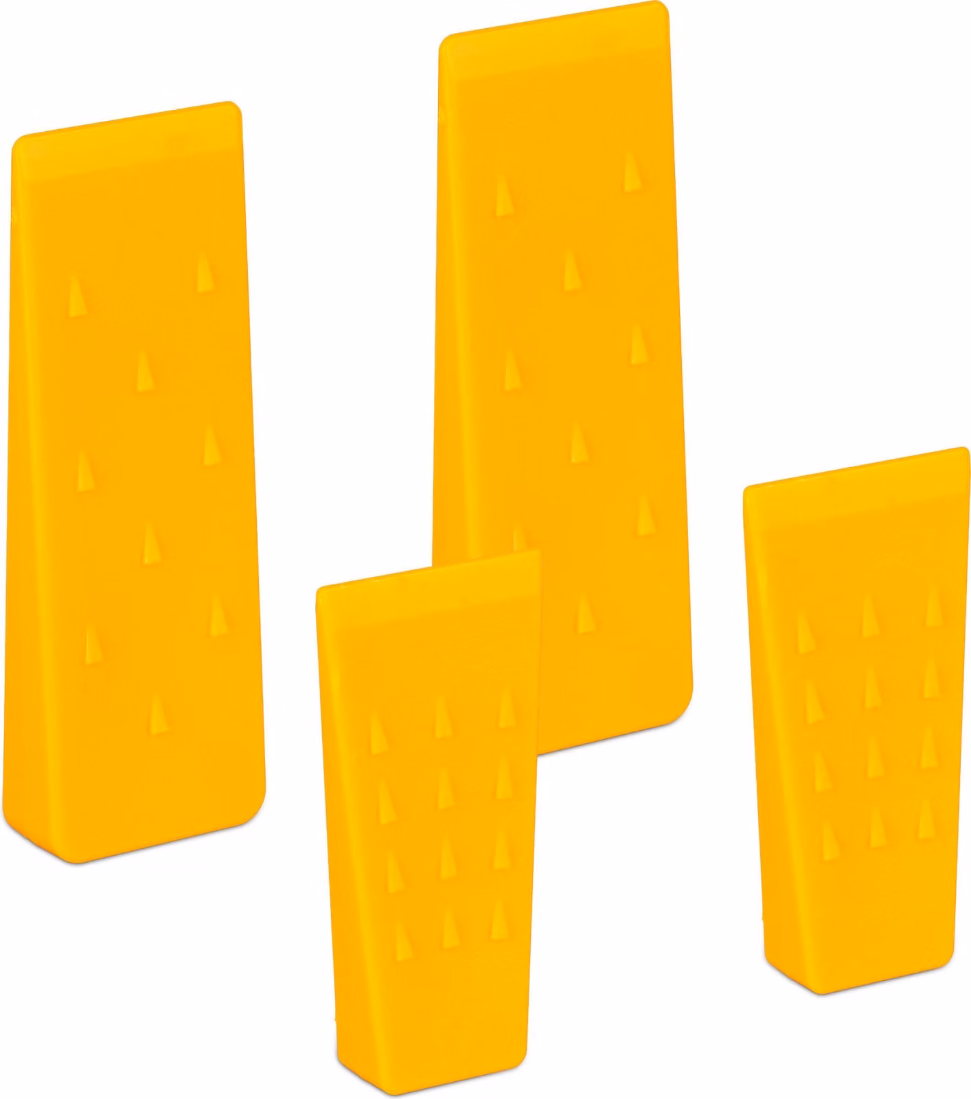 Relaxdays Cunei da abbattimento, set da 4, 14 e 21 cm, plastica, cunei con ganci, cunei meccanici da silvicoltura per l'abbattimento degli alberi, giallo