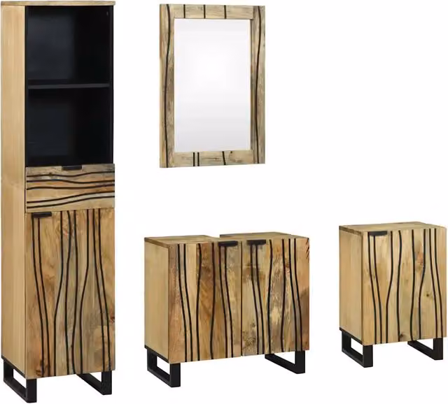 Set di mobili per il bagno 4 pz Naturale Legno ingegnerizzato 3310044