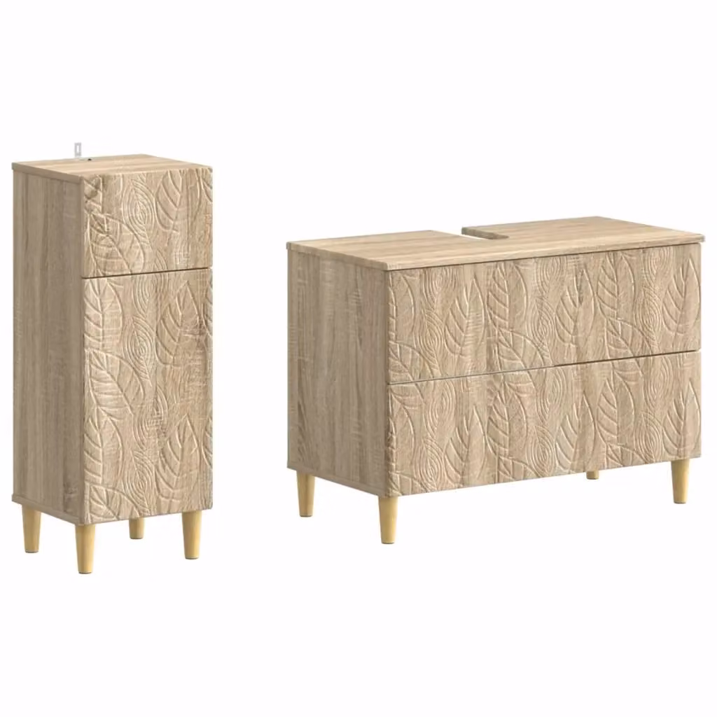 Set di 2 mobili da bagno moderni vidaXL in legno marrone con ante a cerniera e ripiani interni, L/P/H: 76,0 x 34,7 x 82,0 cm – 2