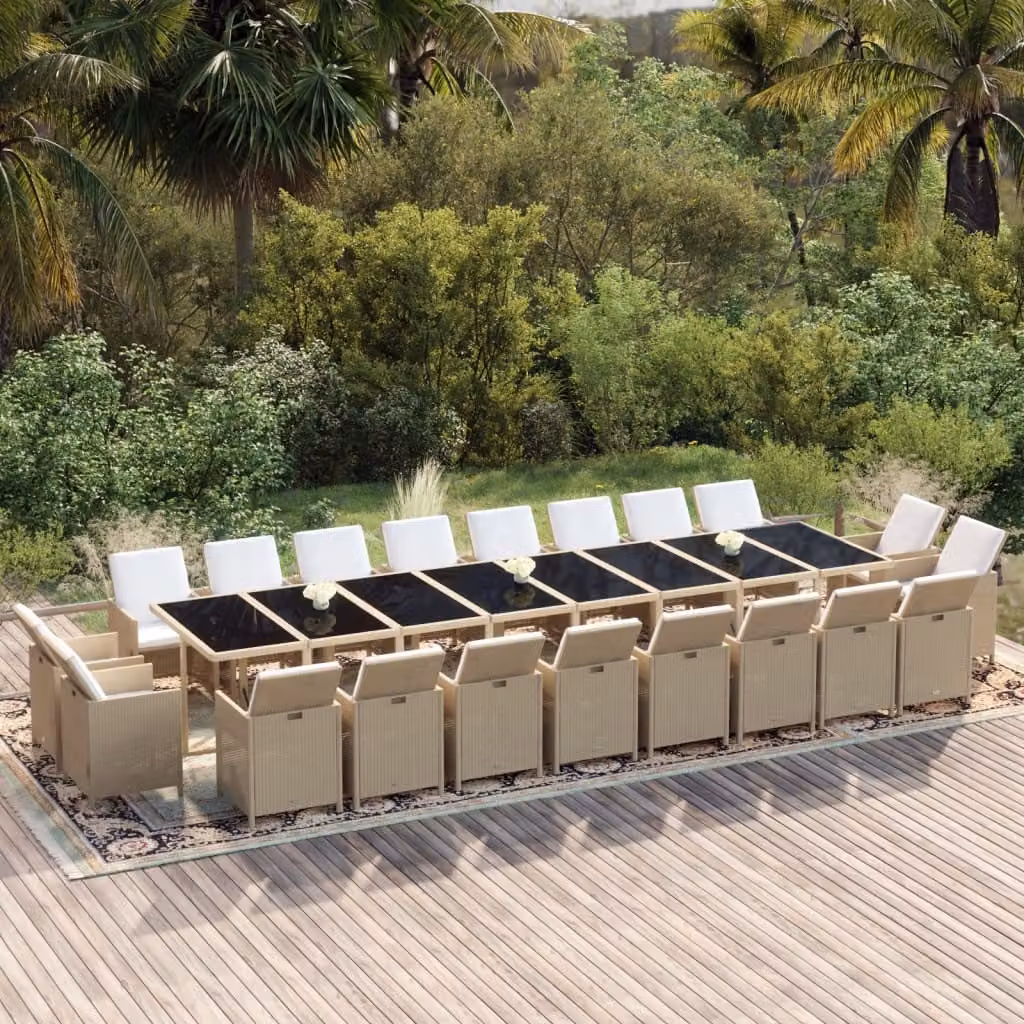 Maison Exclusive - Set da pranzo da giardino da 21 pezzi con cuscini in rattan sintetico beige
