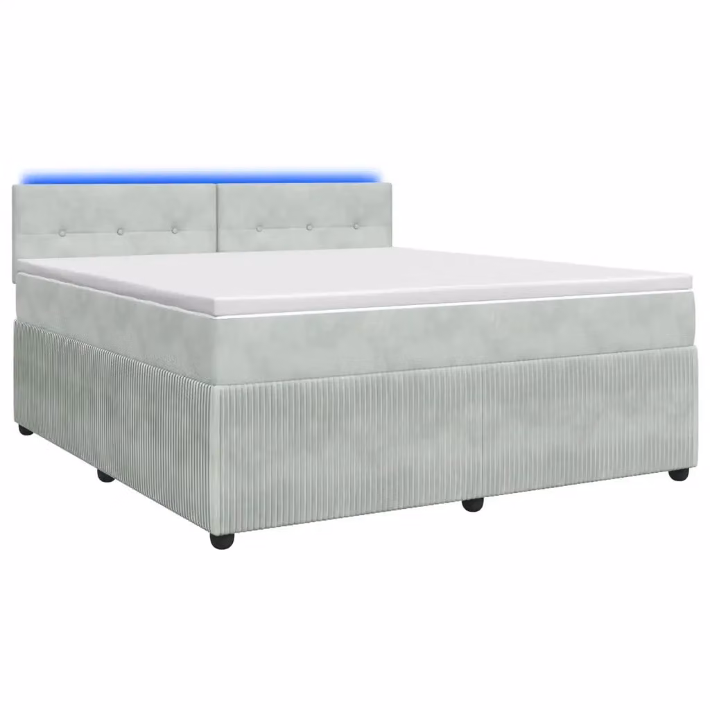 Letto box spring con materasso ibrido vidaXL in tessuto grigio, con base a sollevamento, illuminazione sottostante e porta USB, L/P: 140 x 190 cm – 2