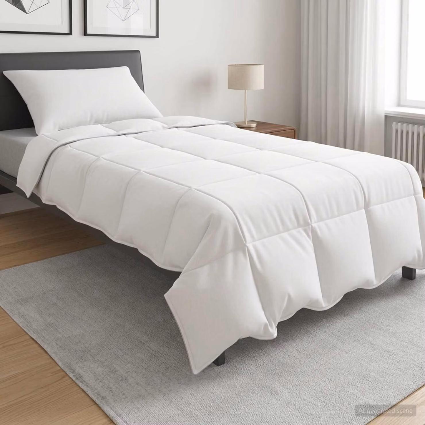 Set di Duvet e Cuscino da Letto vidaXL 2 Pezzi in Bambù e Poliestere, Colore Bianco, per Estate, L/P/H: 135 x 200 cm