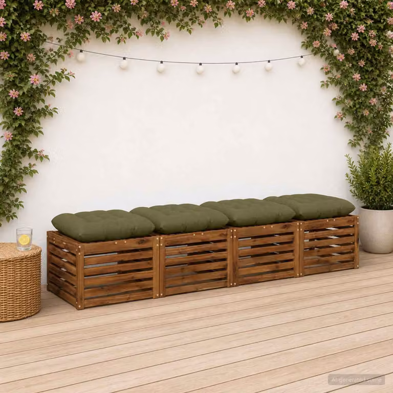 Set di 4 cuscini per seduta vidaXL VIANEN in poliestere verde oliva con rivestimento rimovibile e lavabile