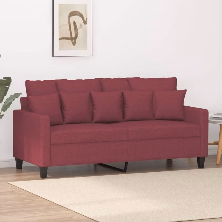 Divano a due posti, colore bordeaux, 140 cm, rivestito in tessuto, modello "Exclusive"