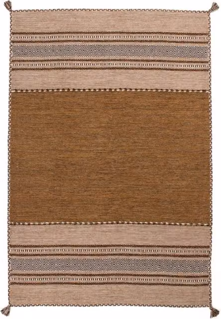 Tappeto in cotone intrecciato Kendra Home Alhambra Native 325 marrone e beige con design geometrico boho stile rettangolare – 1