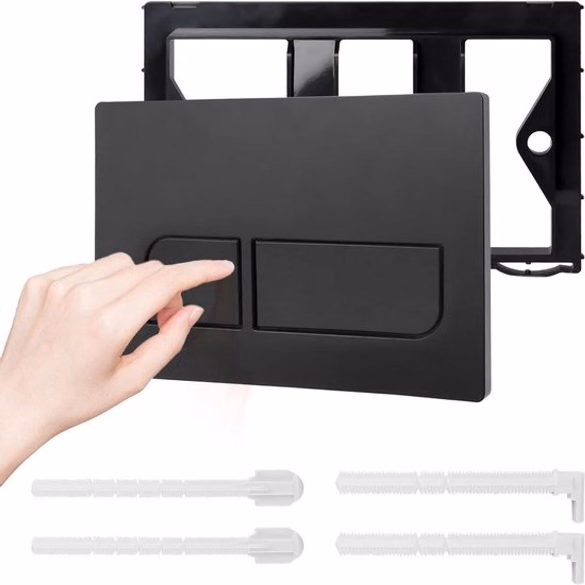 Kit di scarico per WC, completo di telaio di montaggio e pulsante di scarico, adatto per i modelli Sigma, colore nero, dimensioni 24,5 x 16,2 cm, resistente e facile da installare