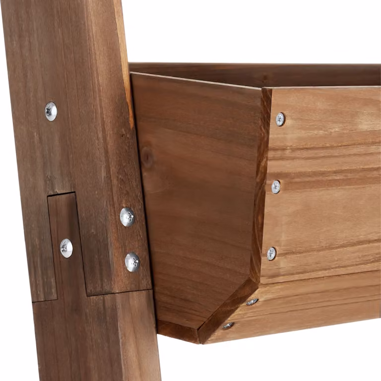 Aiuola verticale Tectake Flora in legno verniciato marrone con tessuto non tessuto per orto e giardino, L: 60 cm, P: 49 cm, H: 140 cm