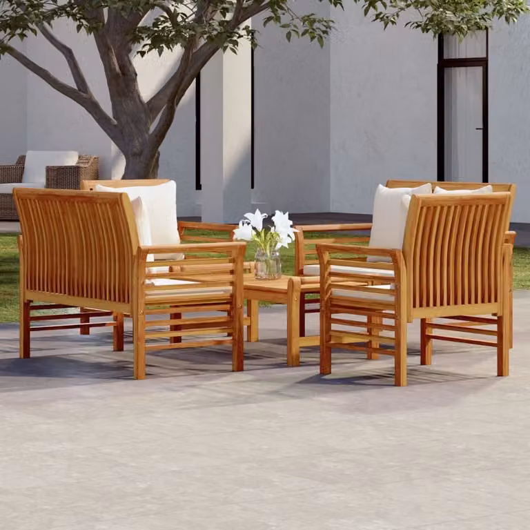 Maison Exclusive - Set da giardino 5 pezzi con cuscini in legno massello di acacia