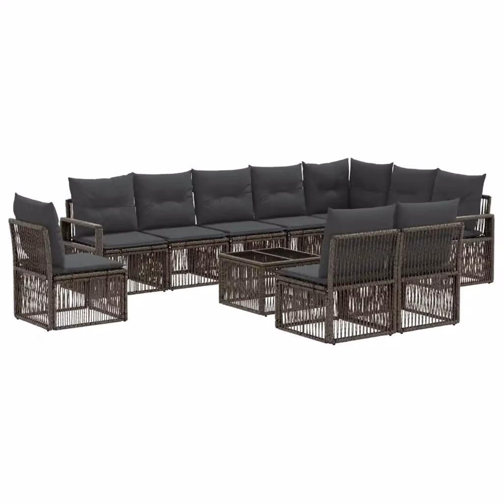 Set Divano da Giardino a Forma di U vidaXL in Polyrattan Grigio con Tavolino e Cuscini – 2