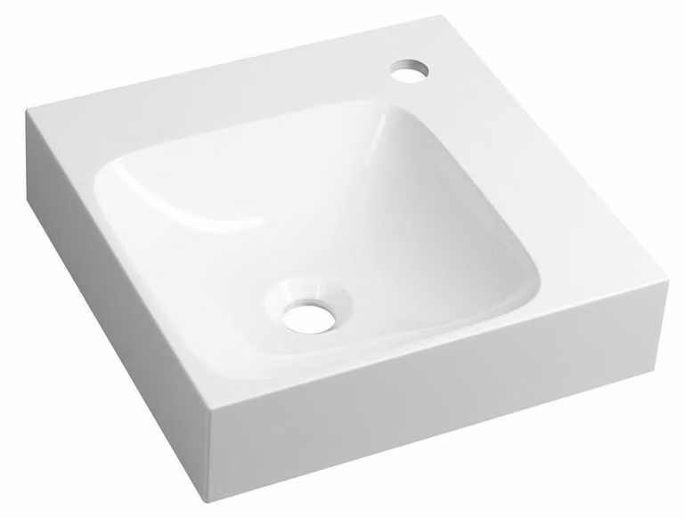 Lavabo angolare EMONA in marmo fuso 40x40cm, bianco