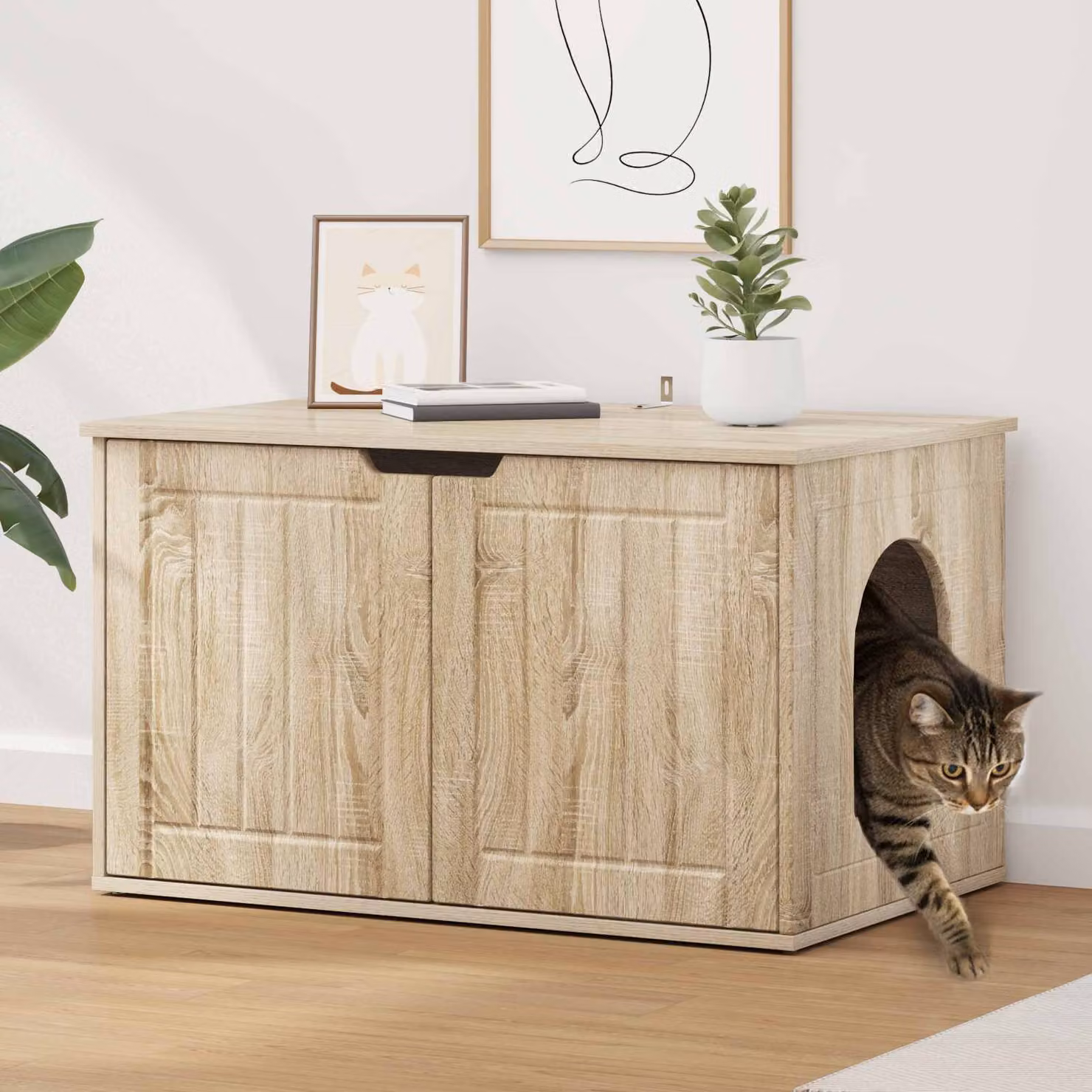 Casa per Gatti vidaXL in Legno Sonoma Marrone L: 85 cm, P: 55 cm, H: 50,5 cm