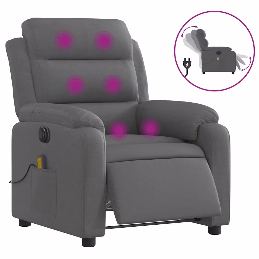 Poltrona Reclinabile Elettrica vidaXL in Tessuto Grigio con Braccioli per il Relax in Soggiorno – 2