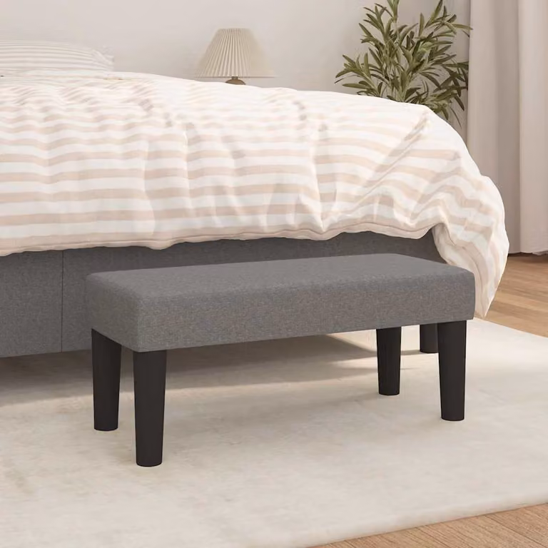 Panca vidaXL in tessuto grigio con struttura in legno per soggiorno o camera da letto L: 70 cm, P: 30 cm, H: 30 cm