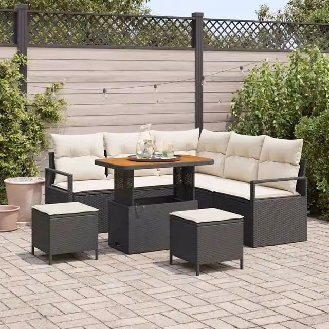 Set Divano da Giardino 8 pz Nero polyrattan 3362525