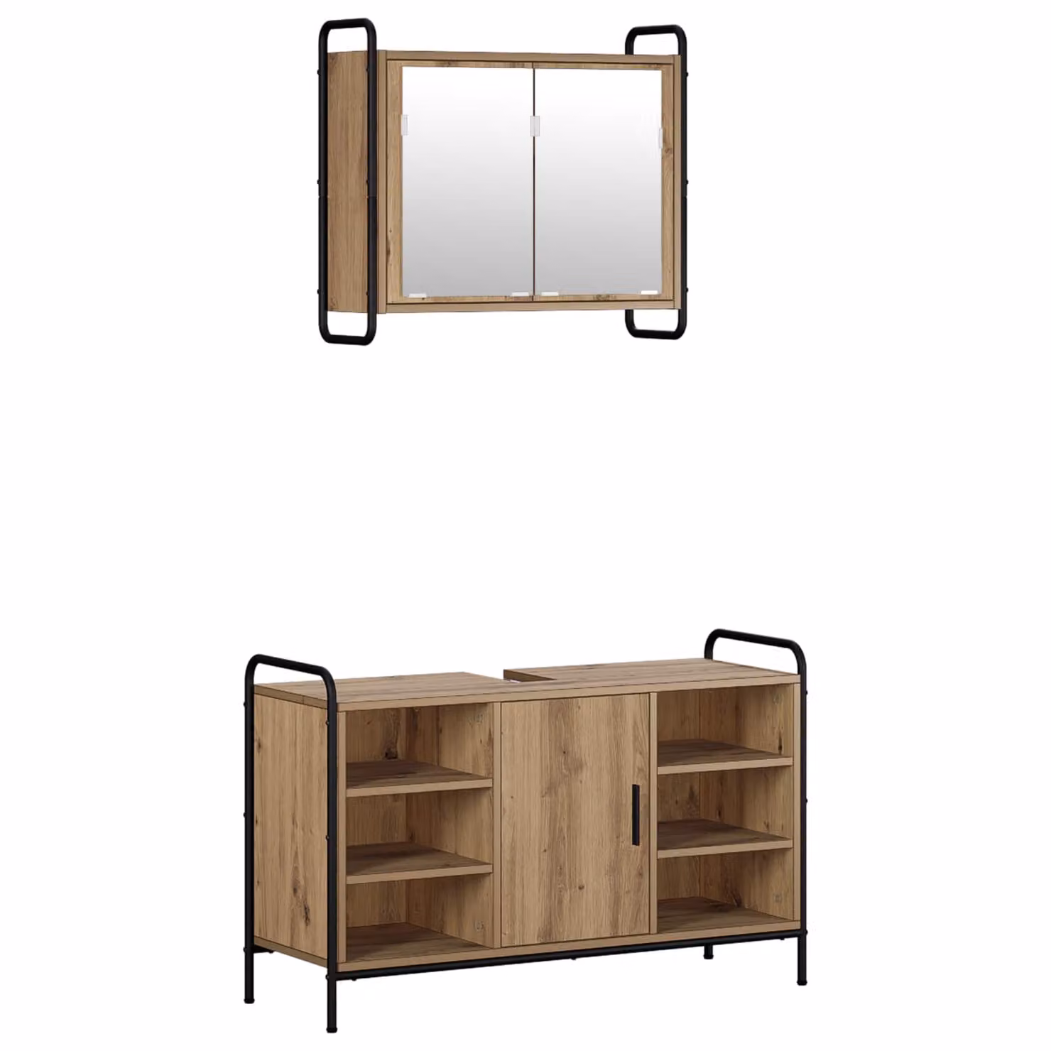 vidaXL Set di Armadi da Bagno 2 pz Rovere Artigianale