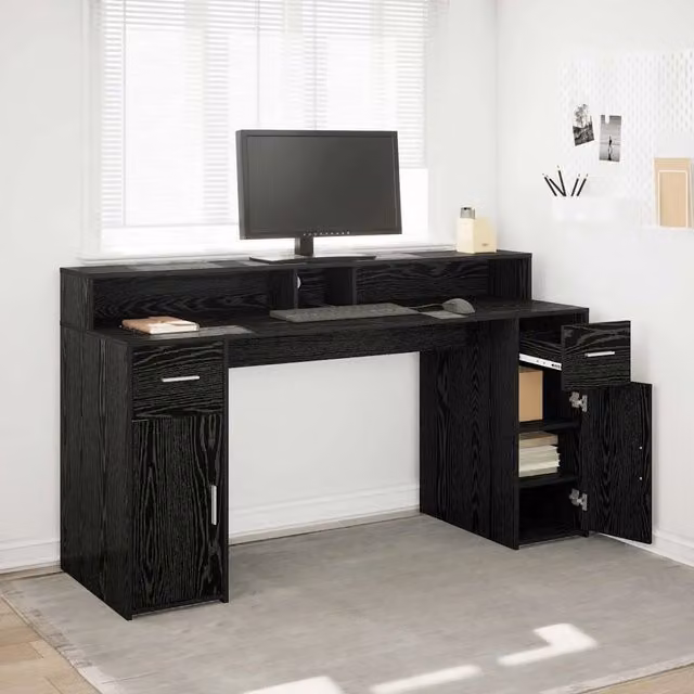 Scrivania Rovere nero 160 x 55 x 91 cm Legno ingegnerizzato 3365615