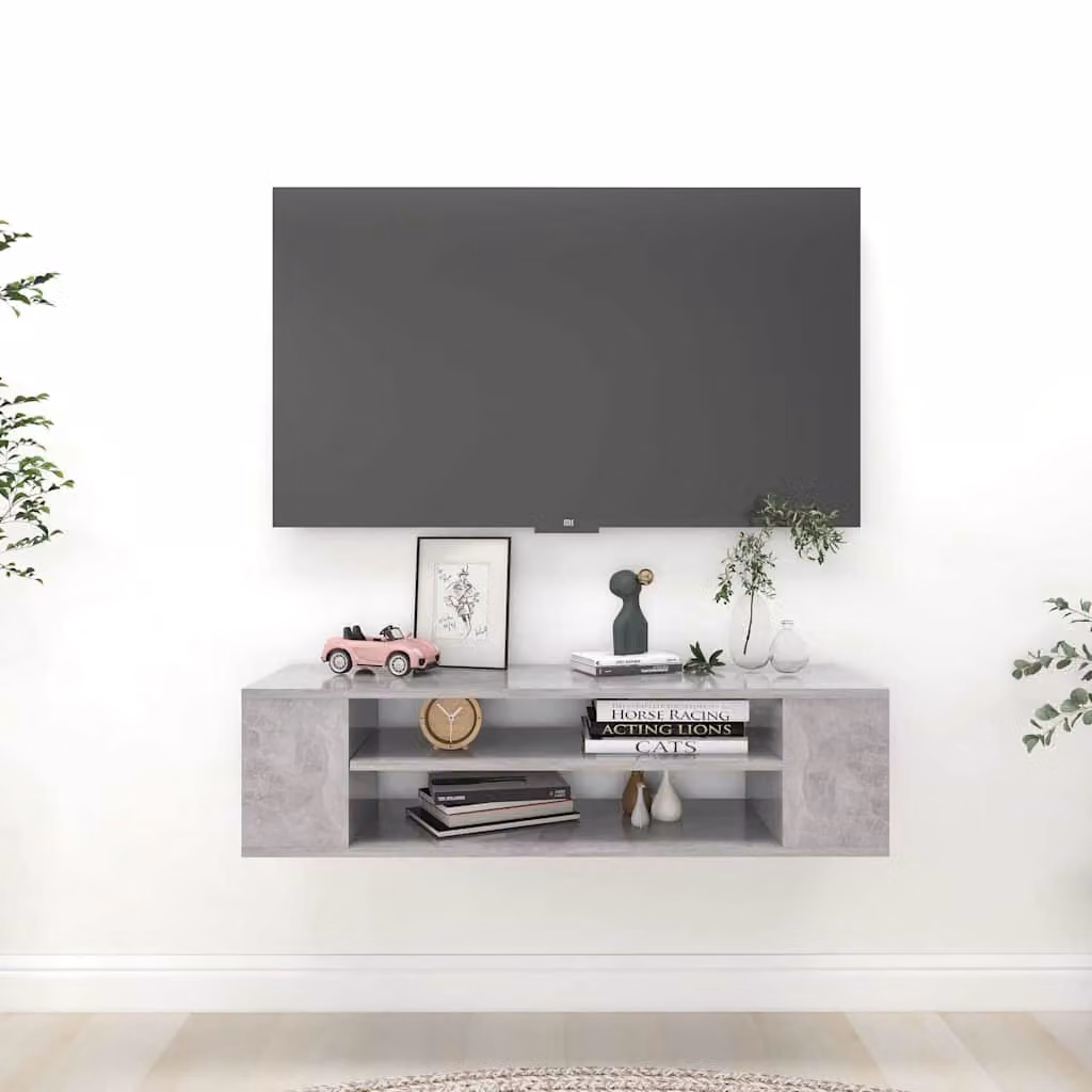 Mobile TV Pensile vidaXL Grigio Cemento Moderno L/P/H: 100 x 30 x 26,5 cm