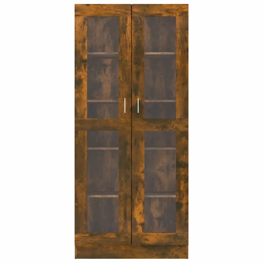 Vetrina moderna HELLOSHOP26 con ante in vetro e ripiani interni in legno effetto rovere marrone L: 82,5 cm, P: 30,5 cm, H: 185 cm – 2