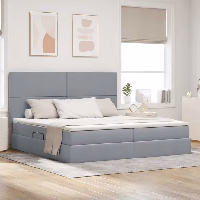 Letto con contenitore e materasso vidaXL Grigio, L/P: 200 x 200 cm, H: 128 cm – 1