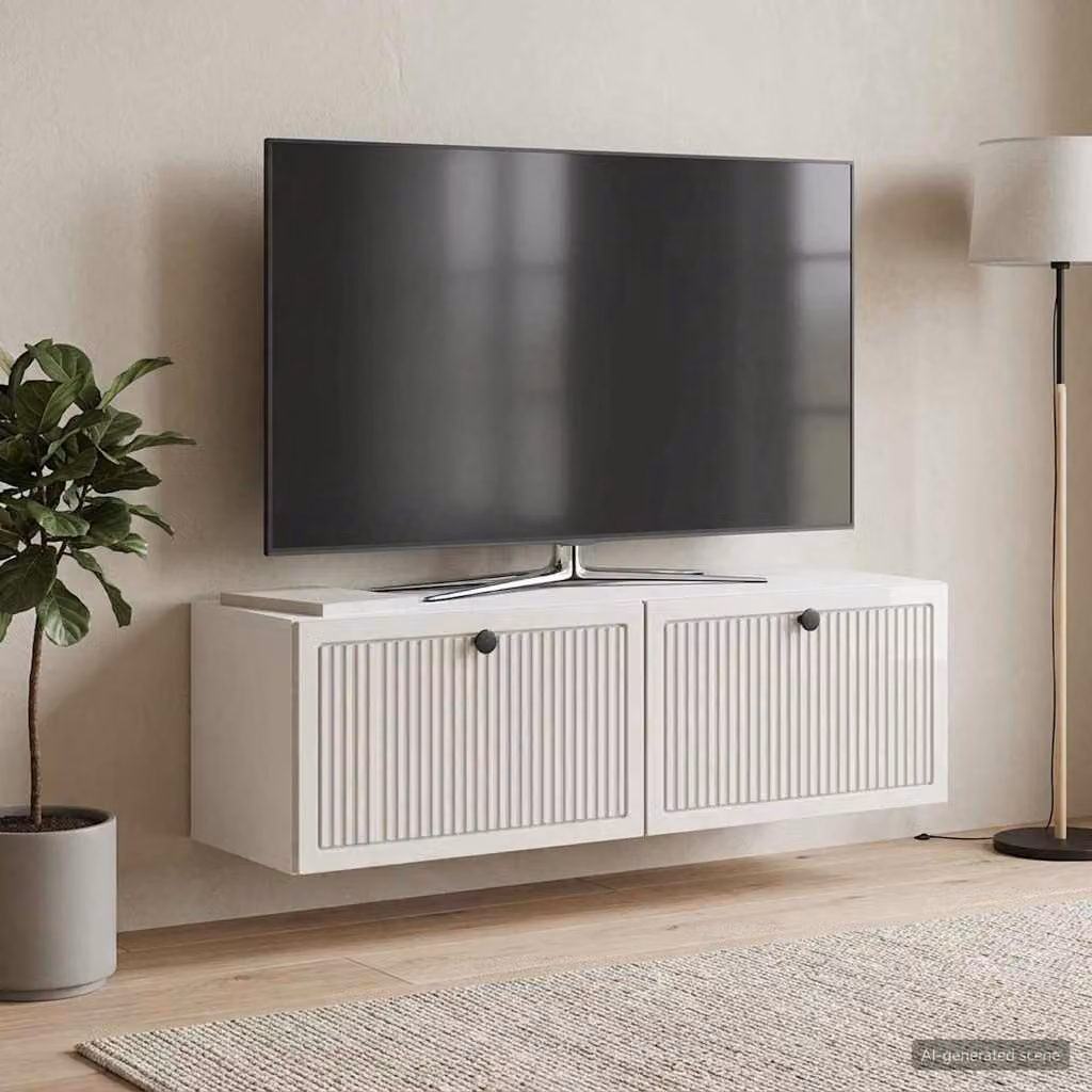 vidaXL Mobile Porta TV da Muro Bianco Lucido L 98 x P 31 x H 30 cm