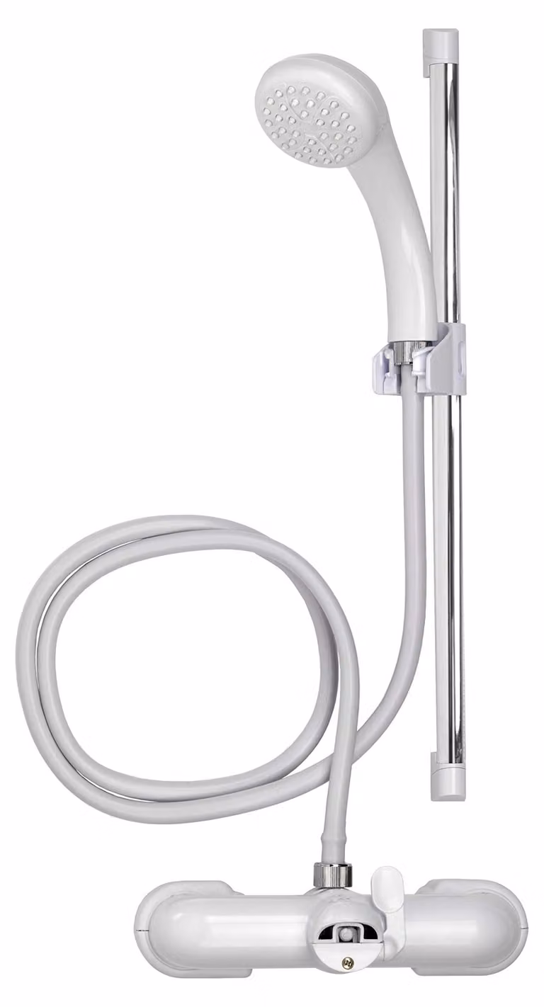 Set di miscelatore per vasca e doccia, modello AB210022, marca Croydex, colore bianco