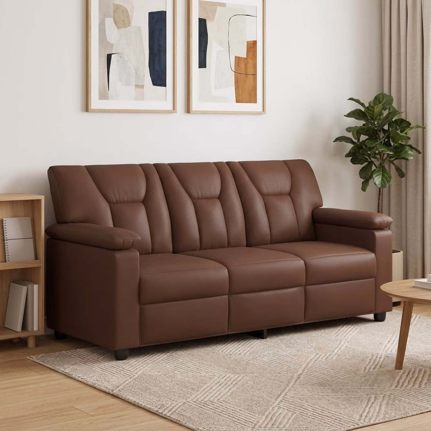 Divano moderno vidaXL in similpelle marrone con struttura in metallo per soggiorno L: 191 cm, P: 85 cm, H: 93 cm