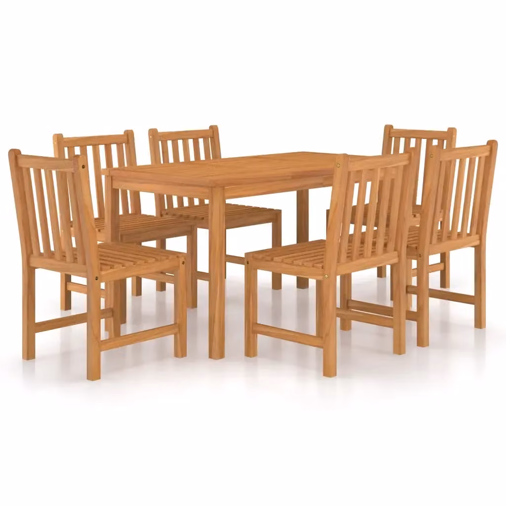Set da pranzo da giardino vidaXL in legno di teak marrone, 7 pezzi, L: 140 cm, P: 80 cm – 2