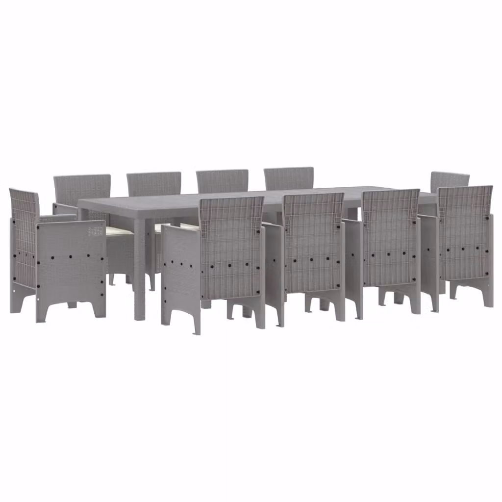 Set da pranzo per giardino e terrazzo vidaXL in polyrattan grigio da 11 pezzi – 2