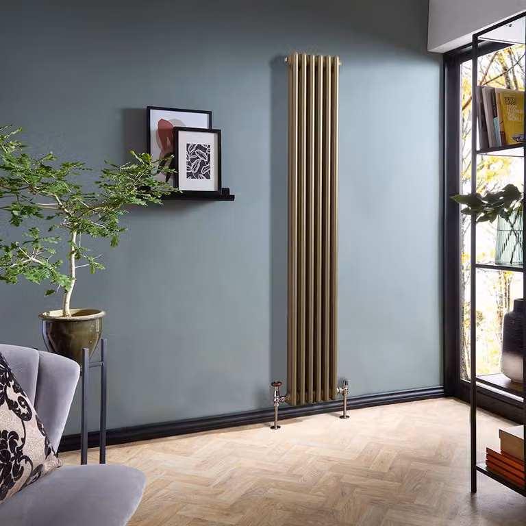 Radiatore Tradizionale Verticale a Doppia Colonna - Ottone Naturale - 1800mm x 290mm - Regent