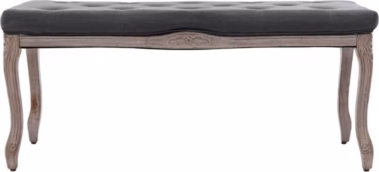 Panca in Lino e Legno Massello 110x38x48 cm Grigio Scuro
