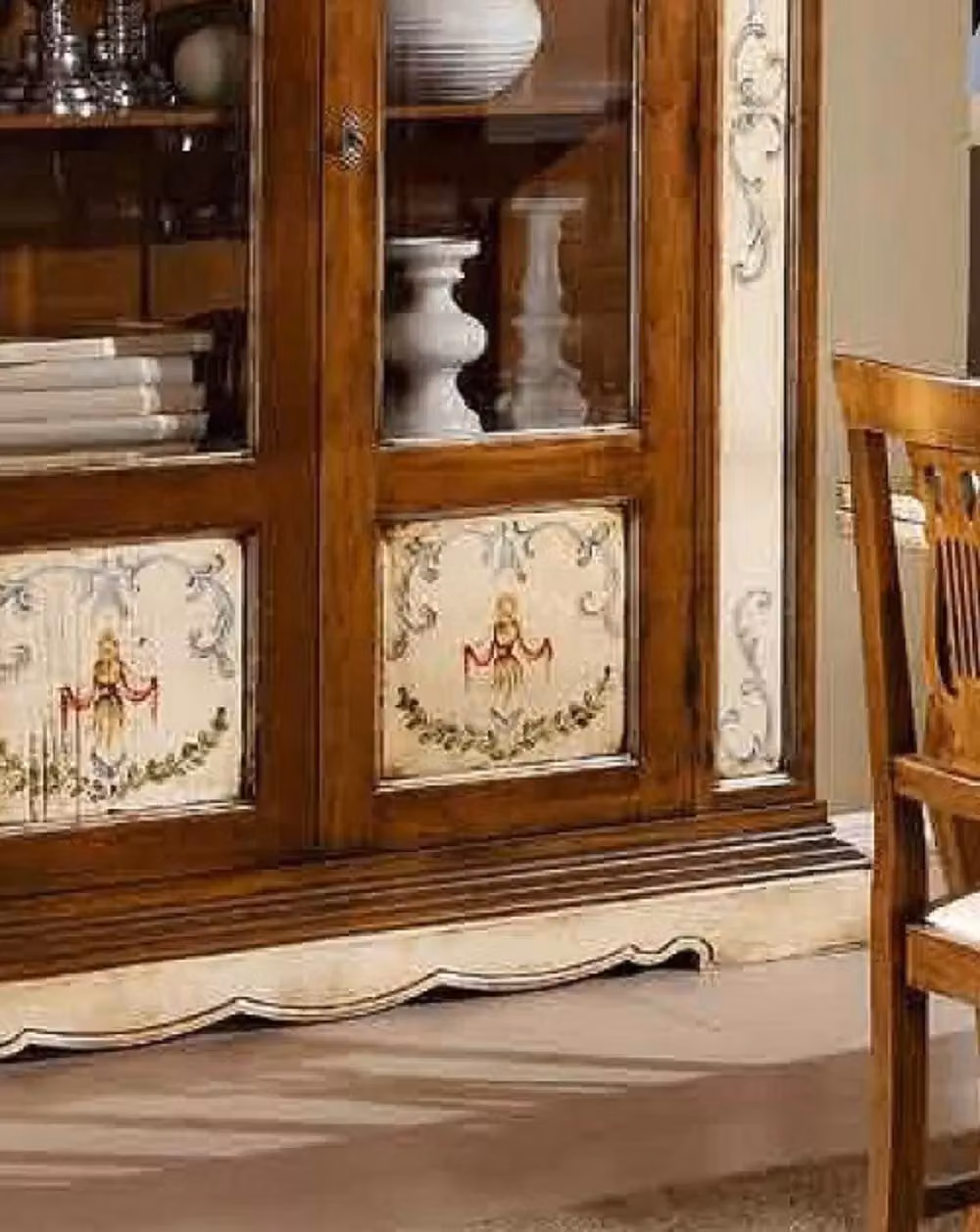 Set da pranzo classico Mobili 2G in legno laccato con tavolo rettangolare e sedie, disponibile in bianco o marrone – 3