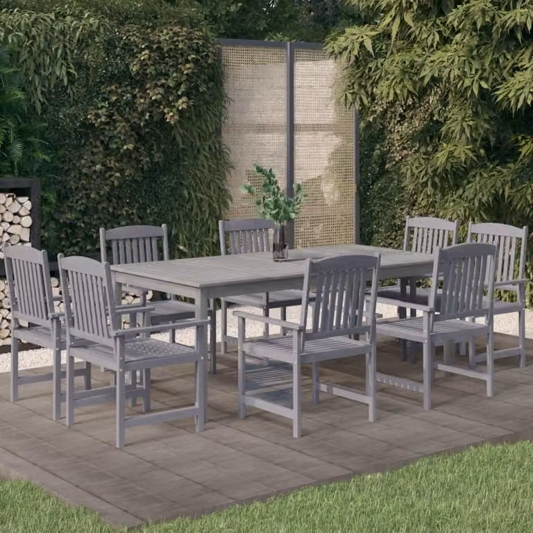 Maison Exclusive - Set da Pranzo da Giardino 9 pz Legno Massello di Acacia Grigio