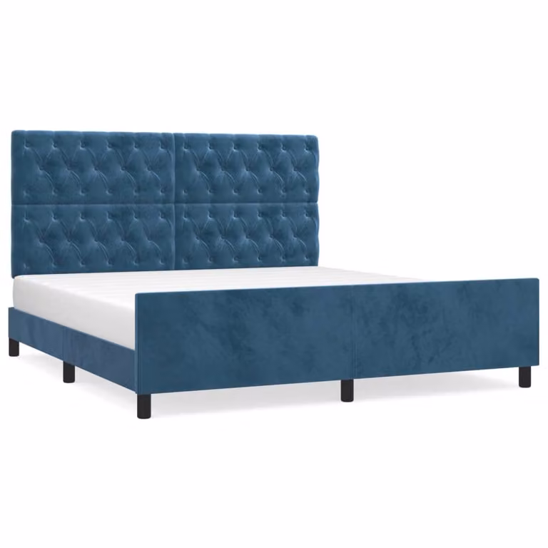 Struttura letto senza materasso blu scuro 160x200 cm in velluto
