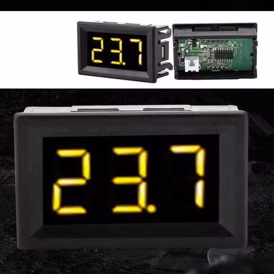 Voltmetro digitale professionale da 0,56 pollici, a 2 fili, CC 25-30 V, impermeabile, giallo