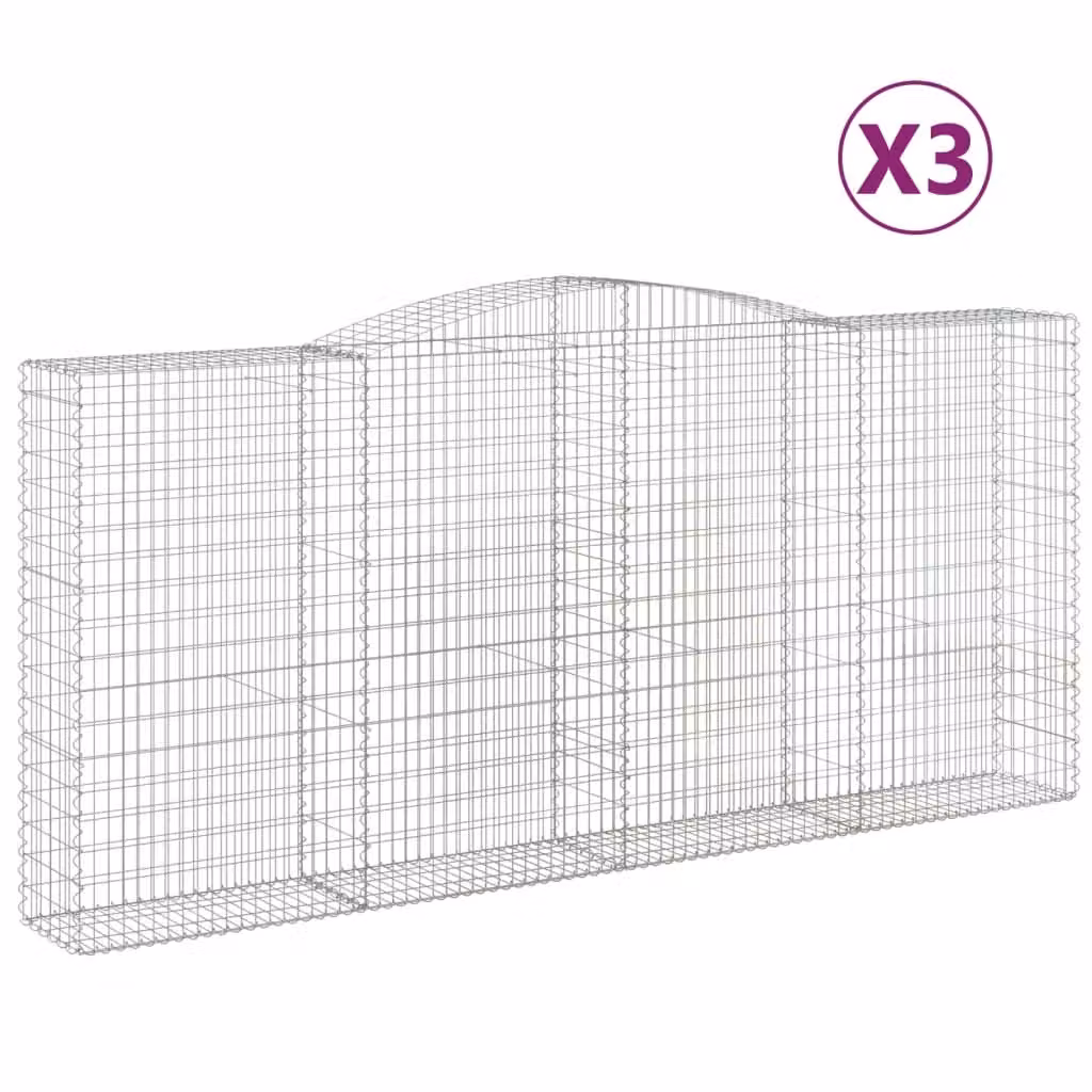 Cesti Gabbioni ad Arco 3 pz 400x50x180/200 cm Ferro Zincato