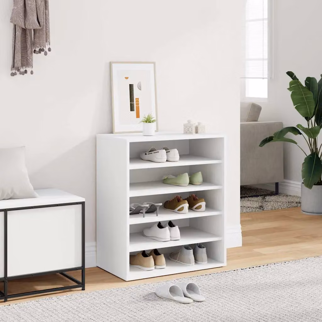 Armadio porta scarpe vidaXL bianco con ripiani piatti e design minimalista, L 60 cm x P 35 cm x H 70 cm