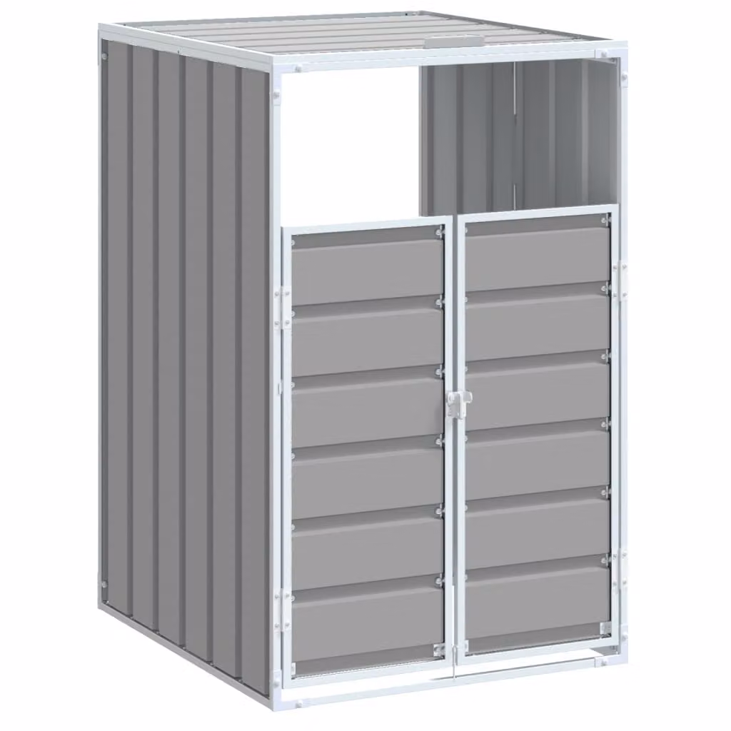Copribidone con Ruote Bidone Singolo Grigio 72x81x115cm Acciaio