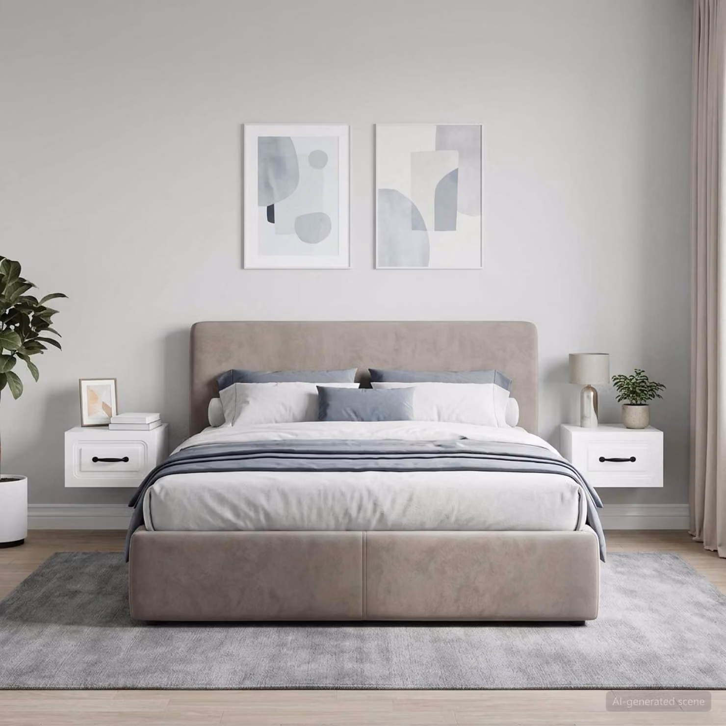 Set di 2 comodini sospesi vidaXL in MDF Bianco Lucido L 34,5 cm x P 33 cm x H 20 cm