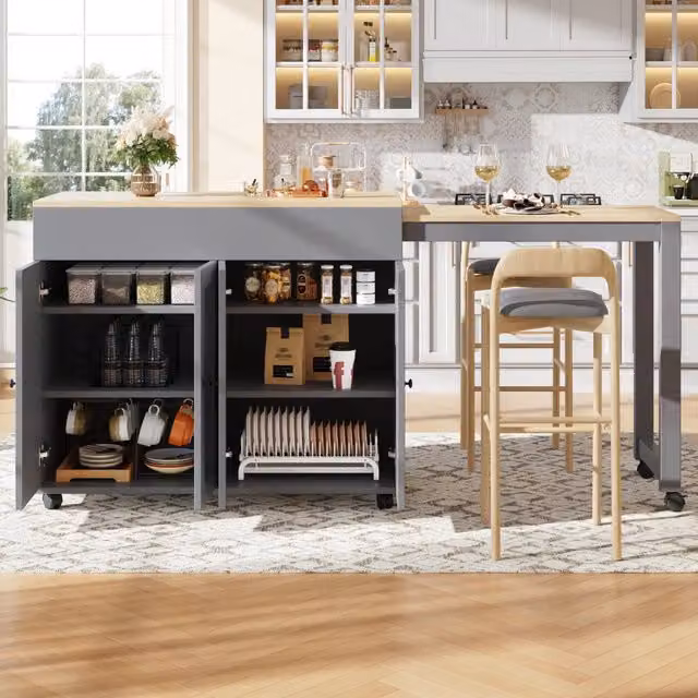 Tavolo da bar allungabile in MDF grigio 117 180 x 50 x 94,6 cm con 6 vani