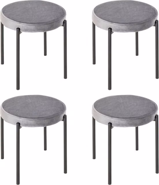 Set di 4 sgabelli da pranzo XYLO in velluto grigio e metallo impilabili per cucina e soggiorno – 1