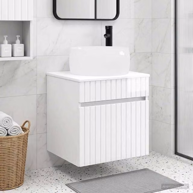 Mobile lavabo da parete Bianco Lucido 49 x 44,5 x 66 cm 890616