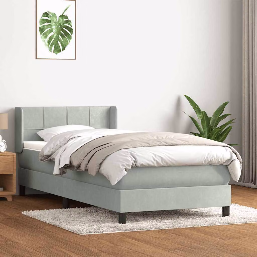 Maison Exclusive - Giroletto a Molle con Materasso Grigio Chiaro 80x220 cm Velluto