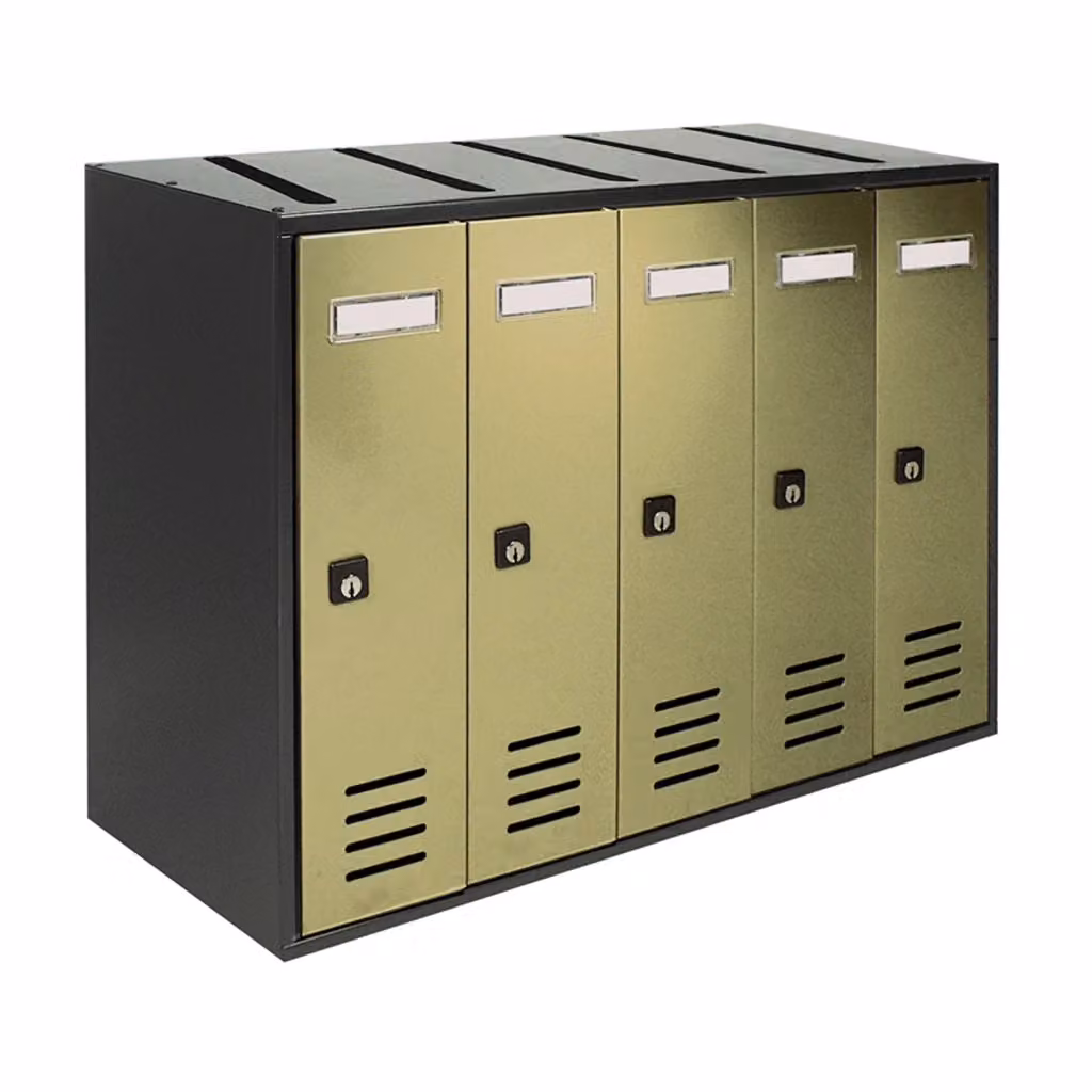 ALUBOX CUBO Cassette Postali Condominiali da 5 Posti in Lamiera Zincata, Colore Antracite con Sportelli Bronzo Antico, L/P/H: 38,5 x 53 x 25 cm – 2