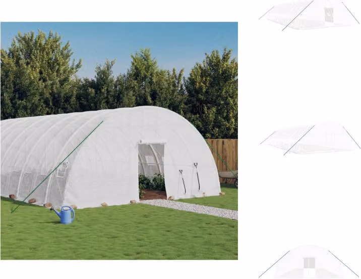 vidaXL Serra con struttura in acciaio bianca 84 m² 14x6x2,85 m - Serre