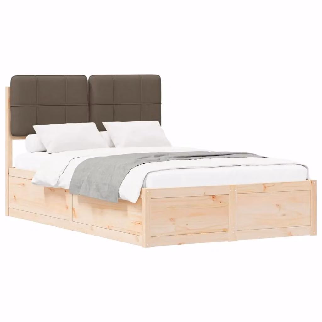 Letto con Testiera Rivestita in Tessuto e Pino Massello vidaXL L/P/H: 120 x 200 x 93 cm – 2