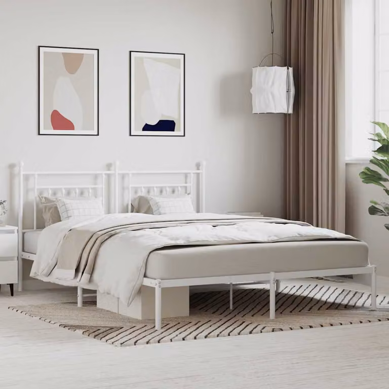 vidaXL Giroletto con Testiera in Metallo Bianco L/P: 180 x 200 cm