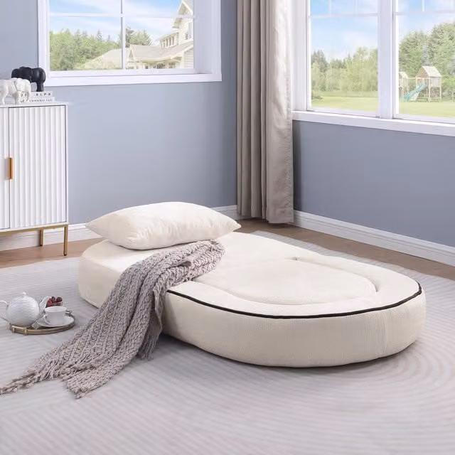 Divano modulare reversibile REDOM in ciniglia beige L: 105 cm, P: 28 cm, H: 28 cm